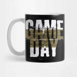 Black and Gold Gameday // Grunge Vintage Football Game Day Mug